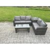 Fimous Outdoor Rattan Garden Furniture Set Patio Lounge Sofa Set with Rectangular Coffee Table Side Table Dark Grey Mixed