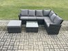 Fimous Rattan Garden Furniture Set Outdoor Lounge Corner Sofa Set With Square Coffee Table Big Footstool 7 Seater Dark Grey Mixed