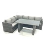 Fimous Lounge Rattan Corner Sofa Set Outdoor Garden Furniture Rectangular Dining Table Chair Set