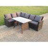 Fimous High Back Grey Mixed Outdoor garden furniture Rattan Corner Sofa Dining Set Table 6 Seater left corner