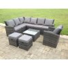 Fimous 9 Seater High Back Rattan Garden Furniture Set Corner Sofa With Square Coffee Table Footstool With Chair