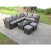 Fimous 8 Seater Rattan Corner Sofa Set Coffee Table Stool Garden Furniture Outdoor