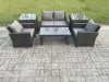 Fimous 4 Seater Outdoor Rattan Garden Furniture Set Patio Lounge Sofa Set with Coffee Table 2 Side Tables Dark Grey Mixed