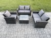 Fimous Outdoor Rattan Garden Furniture Set Conservatory Patio Sofa Coffee Table Set with Chair Dark Grey Mixed