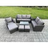 Fimous Outdoor Garden Furniture Sets 7 Pieces Wicker Rattan Furniture Sofa Sets with Rectangular Coffee Table Loveseat Sofa 3 Footstools