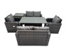Fimous 6 Seat Outdoor Wicker PE Rattan Garden Furniture Set Dining Table Sofa Sets with Side Table Dark Grey Mixed