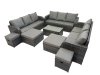 Fimous Outdoor 3 Seater Sofa Coffee Table Set Garden Rattan Furniture Set 13 Seater with 4 Stools Dark Grey
