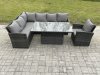 Fimous Wicker PE Outdoor Rattan Garden Furniture Set Height Adjustable Rising Lifting Table Sofa Dining Set with Armchair Dark Grey Mixed
