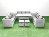Fimous Rattan Garden Outdoor Furniture Set 11 Seater Garden Sofa Rectangulr Dining Table Set with 2 Small Footstool 2 Side Tables Light Grey Mixed