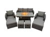Fimous Garden Outdoor Rattan Furniture Set Rattan Reclining Chair 3 Seater Sofa with 4 Stools Dark Grey Mixed
