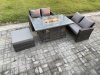 Fimous 4 Pieces Garden Furniture Sets Poly Rattan Outdoor Patio Gas Firepit Dining Table Sofa Set with Big Footstool