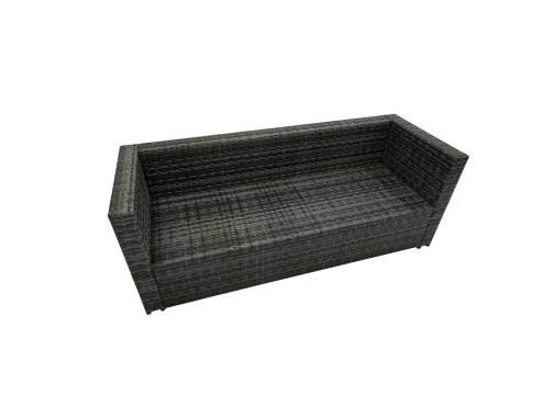 Fimous Outdoor Rattan Rectangular Coffee Table Corner Sofa Sets Garden Furniture Set with 2 Big Stools Dark Grey Mixed