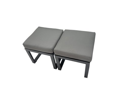 Fimous 2 Pcs Aluminium Outdoor Garden Footstool Patio Small Stool for Balcony, Terrace,Swimming Pool Dark Grey