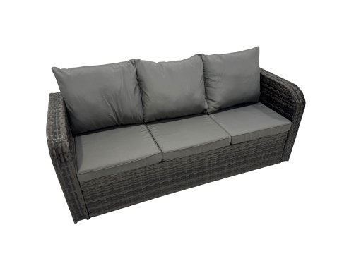 Fimous Outdoor 3 Seater Sofa Coffee Table Set Garden Rattan Furniture Set 13 Seater with 2 Side Tables 4 Stools Dark Grey