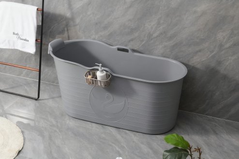 Fimous Bathtub Adults Freestanding Bath for Hot Bath and Ice Bath for Small Bathroom Grey