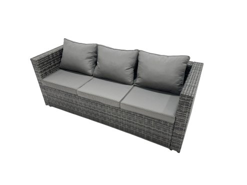 Fimous Outdoor Coffee Table Sofa Armchair Set with 2 Big Stools 2 Small Footstools Garden Furniture Set Dark Grey Mixed