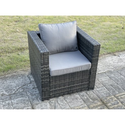 Fimous Rattan Garden Furniture Set 8 Seater Patio Outdoor Lounge Sofa Set with 2 Armchairs Square Coffee Table Dark Grey Mixed