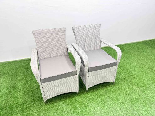 Fimous Outdoor Rattan Garden Furniture Set Patio 6 Chairs Plus Rectangular Dining Table Sets Light Grey Mixed
