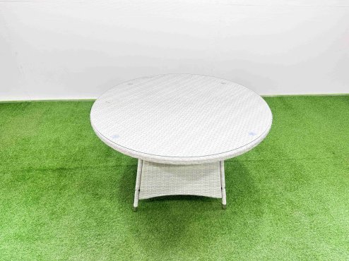 Fimous Wicker PE Rattan Garden Furniture Set Patio Outdoor 4 Chairs Plus Big Round Table Set Light Grey Mixed