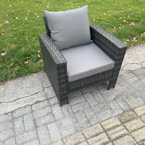 Fimous High Back Rattan Outdoor Garden Furniture Single Sofa Arm Chair Patio Furniture With Thick Seat And Back Cushion