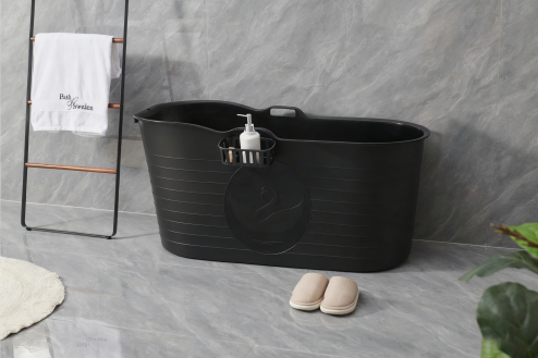 Fimous Bathtub Adults Freestanding Bath for Hot Bath and Ice Bath for Small Bathroom Black