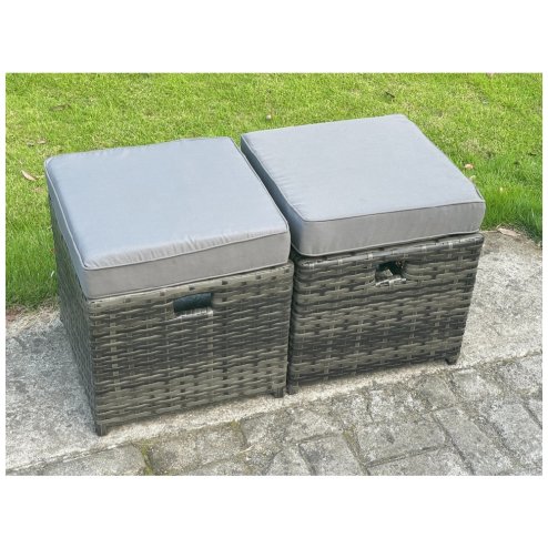 Fimous Outdoor Rattan Garden Furniture Sofa Set Dining Table Height Adjustable Rising lifting Table Lounge Sofa Small Footstools 8 Seater