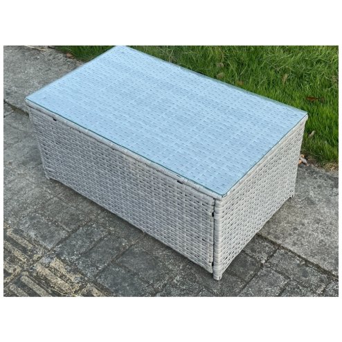 Fimous Light Grey Outdoor Rattan Garden Furniture Set Corner Sofa With 2 Coffee Table