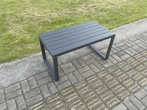 Fimous Outdoor Garden Rectangular Coffee table Aluminium Patio Tea Table for Balcony, Terrace,Swimming Pool Dark Grey