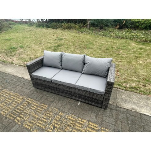Fimous 3 Seater Rattan Lounge Sofa Patio Outdoor Garden Furniture With Seat And Back Cushion