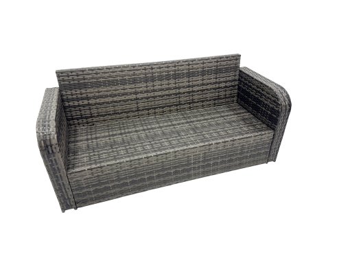 Fimous Garden Outdoor Rattan Furniture Set Rattan Love Sofa 3 Seater Sofa with 2 Big Footstools Dark Grey Mixed