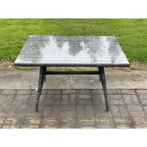 Fimous Rattan Outdoor Furniture Lounge Sofa Garden Dining Set with Dining Table Side Table 2 Small Footstools 11 Seater Dark Grey Mixed