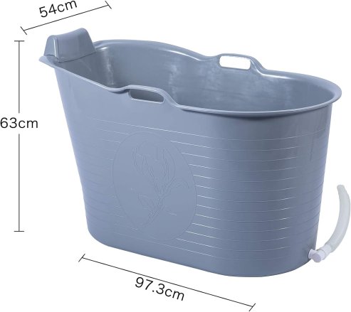 Fimous Bathtub for Adults, Soaking Bathtub for Hot Bath and Ice Bath Freestanding Bath Tub Grey