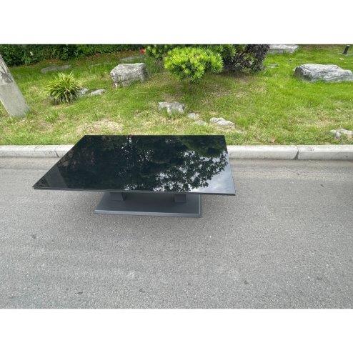 Fimous Aluminum Garden Furniture Rising Adjustable Lifting Dining or Coffee Table Easy Stop 2 Gas Line Dark Grey