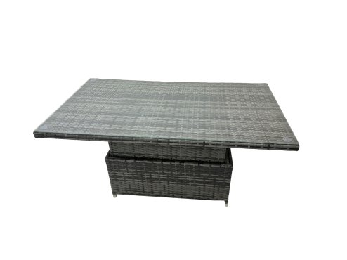 Fimous Rattan Garden Furniture Dining Set 13-seater Patio Height Adjustable Rising Lifting Table Sofa Set with 4 Footstools Dark Grey Mixed