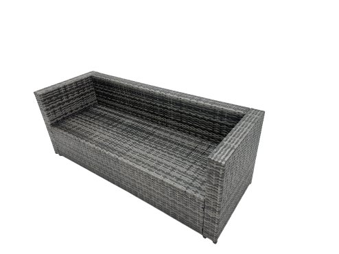 Fimous Outdoor Coffee Table Sofa Armchair Set with Side Table Big Stool 2 Small Footstools Garden Furniture Set Dark Grey Mixed