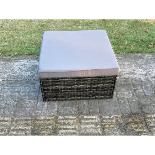 Fimous 11 Seater Wicker PE Rattan Outdoor Furniture Lounge Sofa Garden Dining Set with Dining Table 2 Big Footstools Dark Grey Mixed