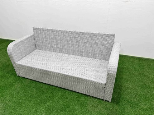 Fimous PE Rattan Lounge Sofa Set 9 Seater Outdoor Garden Furniture Set with Rectangular Coffee Table 3 Seater Sofa Light Grey