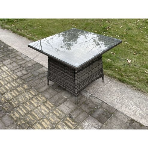 Fimous Rattan Garden Furniture Dining Set Table And Chairs PE Wicker Patio Outdoor 4 Chairs Plus Square Table