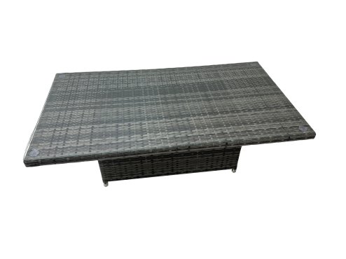 Fimous 9 Seater Rattan Height Adjustable Rising Lifting Table Corner Sofa Sets with Chair Side Table 2 Small Stools Dark Grey Mixed