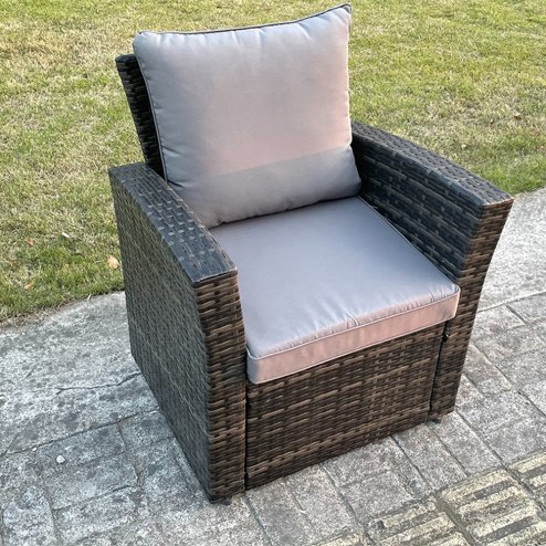 Fimous High Back Rattan Arm Chair Patio Outdoor Garden Furniture With Cushion