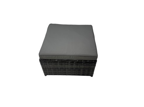 Fimous Outdoor Rattan Oblong Coffee Table Corner Sofa Sets Garden Furniture Set with 3 Stools Dark Grey Mixed