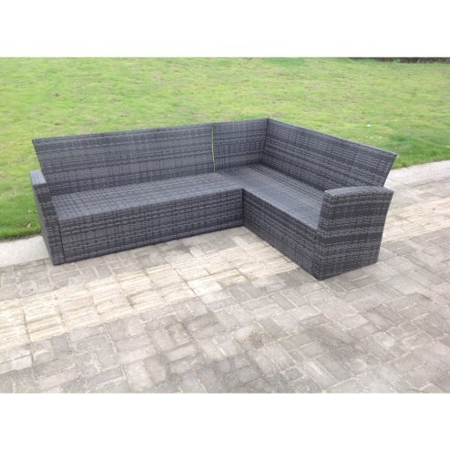 Fimous 9 Seater High Back Rattan Garden Furniture Set Corner Sofa With Oblong Coffee Table Stools With Chair