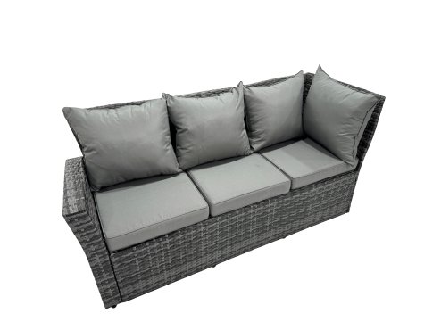 Fimous 11 Seat Poly Rattan Outdoor Patio Coffee Table Corner Sofa Set with 3 Stool 2 Chairs for Garden Backyard Dark Grey Mixed