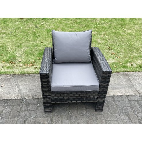 Fimous 9 Seater Dark Grey Mixed High Back Rattan Sofa Set Dining Table Garden Furniture Outdoor With Arm Chair Love Seat