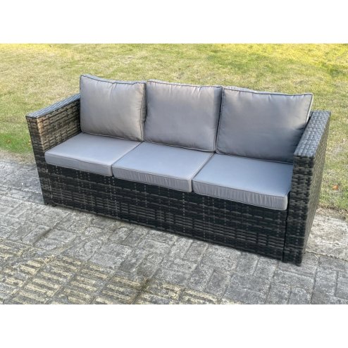 Fimous Lounge Dark Mixed Grey Rattan Sofa Set With Tables 2 Armchair Stool Outdoor Garden Furniture Patio 6 Seater