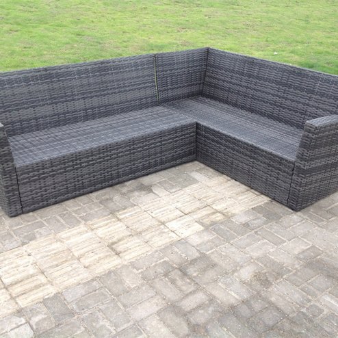 Fimous High back dark grey mixed outdoor garden furniture corner rattan sofa set square coffee table right option