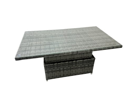 Fimous Poly Rattan Outdoor Patio Height Adjustable Rising Lifting Table Corner Sofa Set with 2 Small Stool,2 Chairs for Garden Backyard Dark Grey Mixed