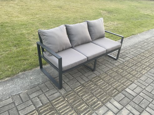 Fimous Aluminium Outdoor Garden Sofa Patio Lounge 3 Seater Sofa for Balcony, Terrace,Swimming Pool Dark Grey