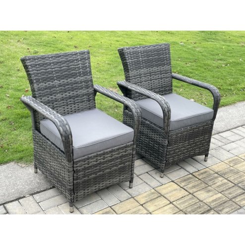 Fimous Outdoor Rattan Garden Furniture Dining Set Table And Chair Set Wicker Patio 6 Chairs Plus Round Clear Tempered Glass Table