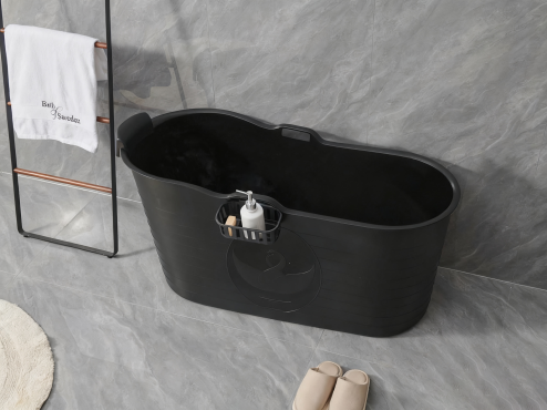 Fimous Bathtub Adults Freestanding Bath for Hot Bath and Ice Bath for Small Bathroom Black